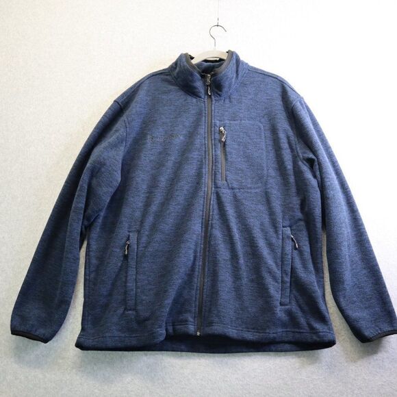 Free Country Fleece Jacket Mens XXL Blue Full Zip Mock Neck Outdoor Zip Pockets - Picture 16 of 16